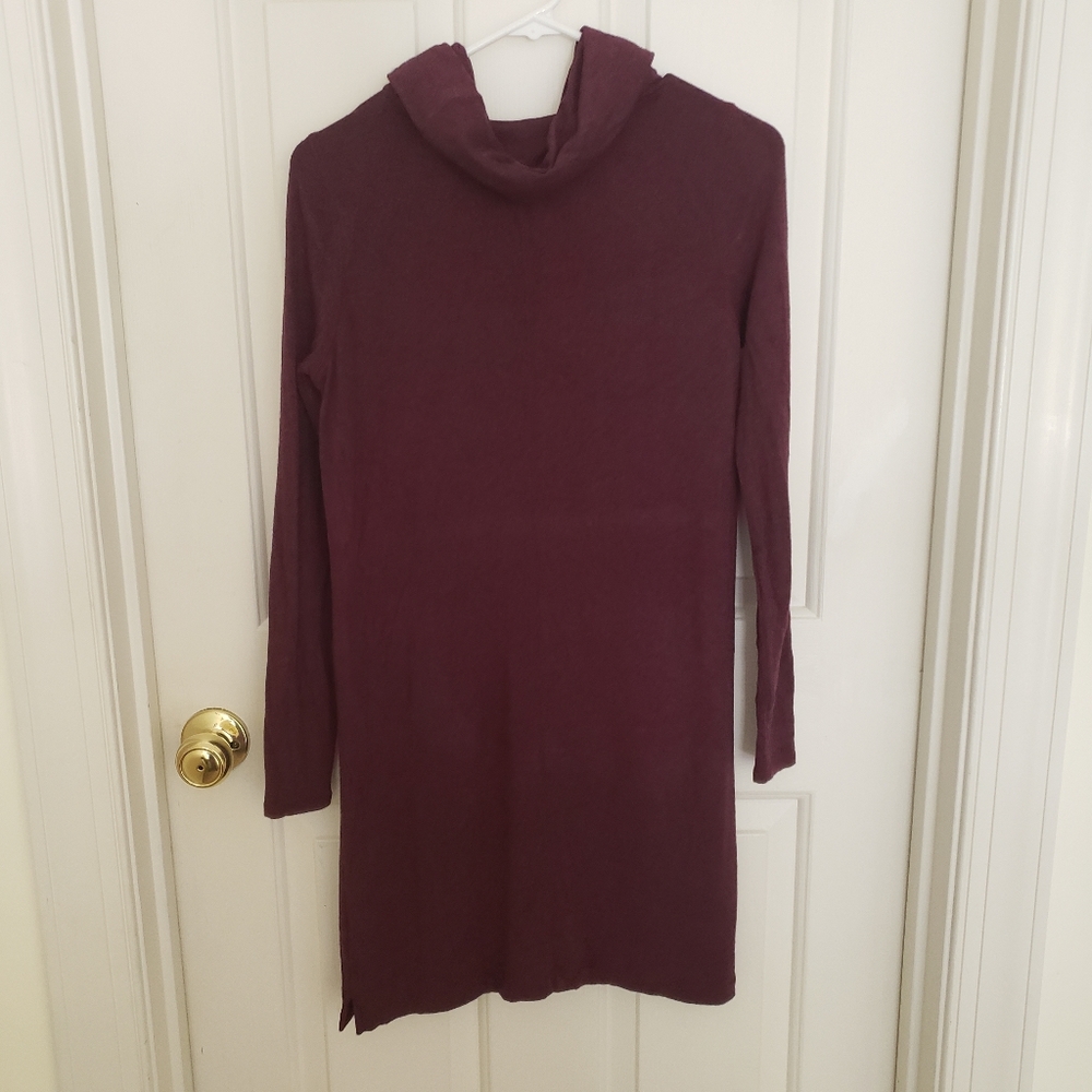 Lou & Grey Cowl Neck Sweater‎ Mini Dress Maroon Burgundy Size Extra Small - Picture 9 of 9